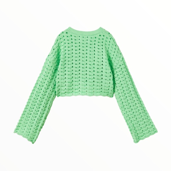 Zara Shirts & Tops Zara Kids Green Crochet Knit Sweater Poshmark